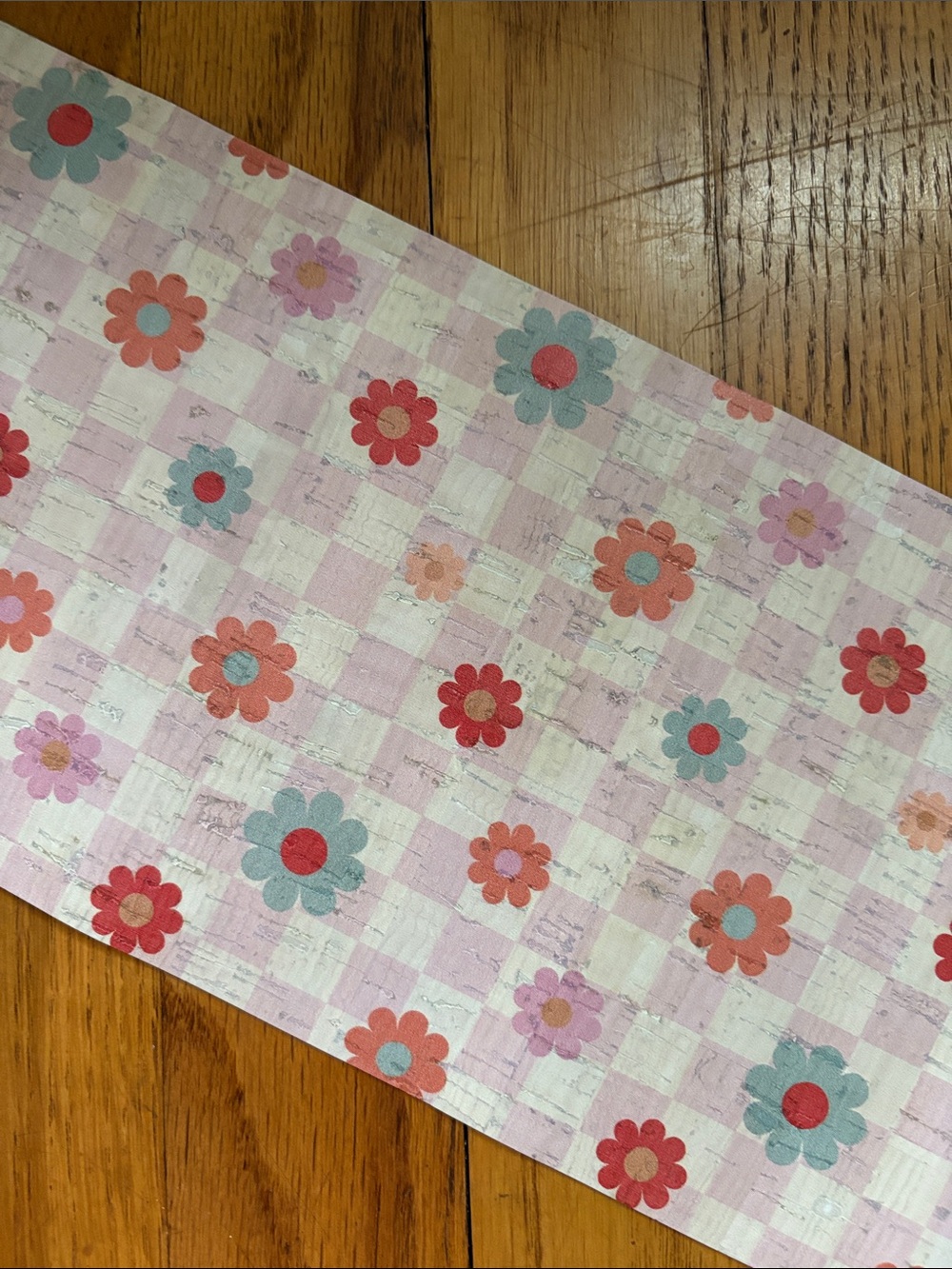 6” x 28” checkerboard floral cork
